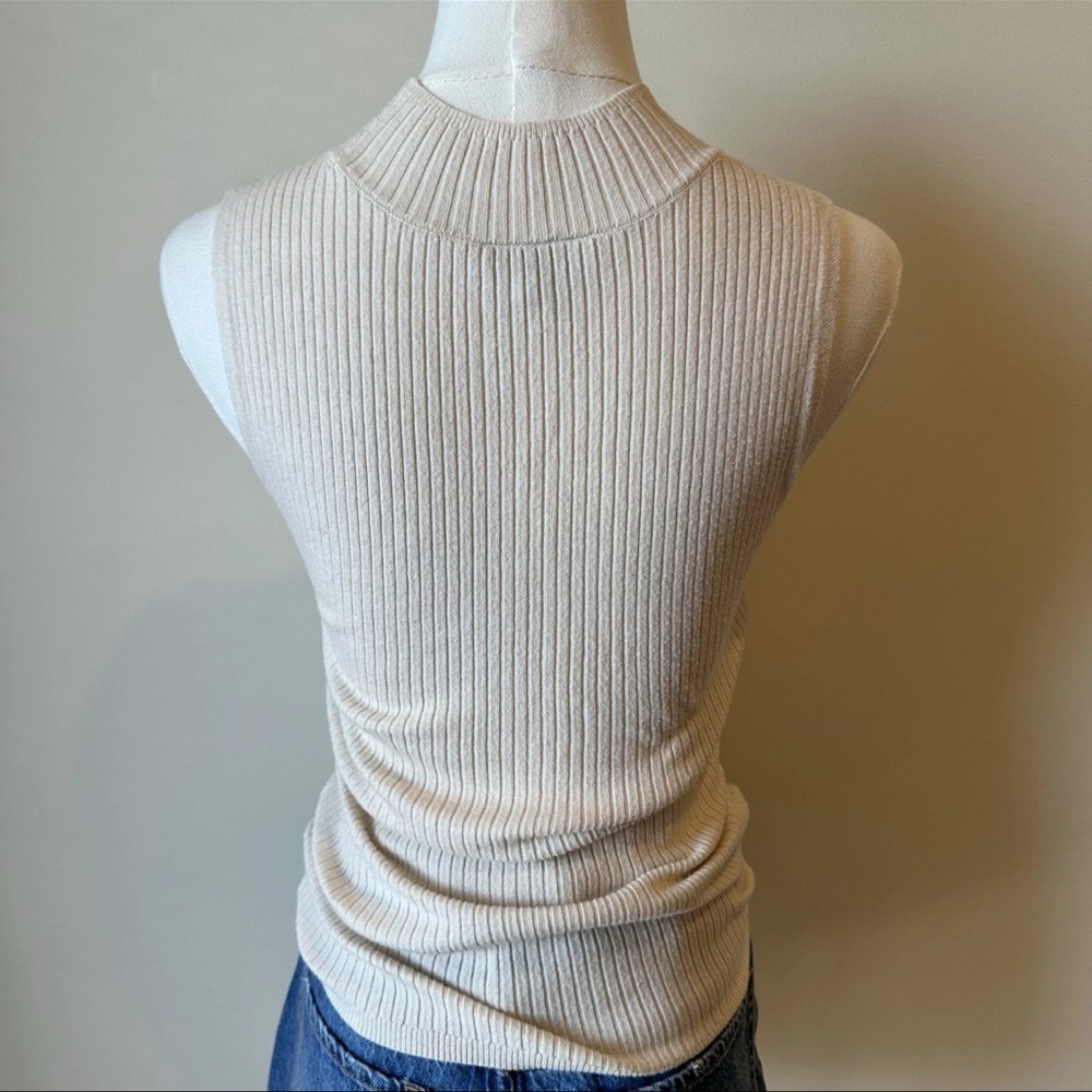 LOFT Cream Ribbed Tank Top - Picture 2 of 5